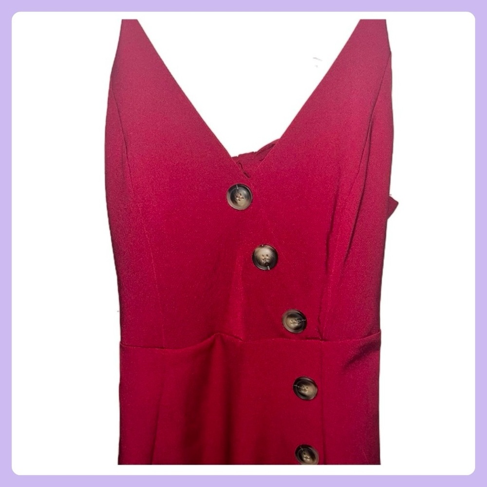 Wine Red Backless Midi Dress